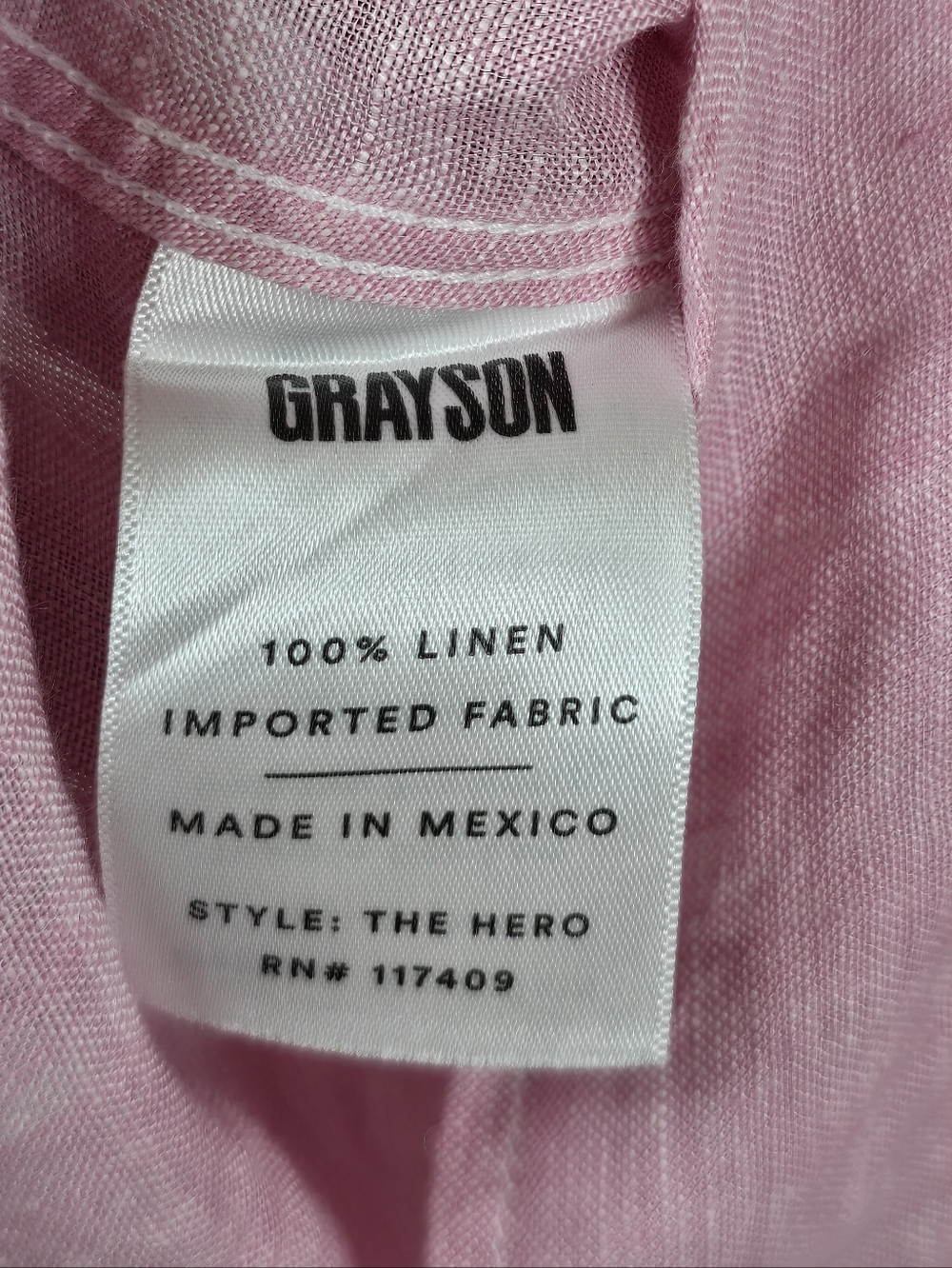 Grayson By Frank And Eileen The Hero 100% Linen Button Down Shirt Pink Sz 3/M - Picture 9 of 13